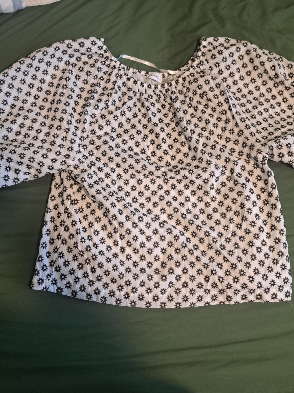 Calvin Klein Black & White Floral Print Blouse